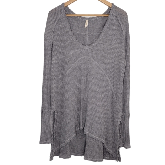 Free People Sunset Park Thermal Knit Boho Pullover Scoop Neck Tunic Size S - Picture 1 of 14